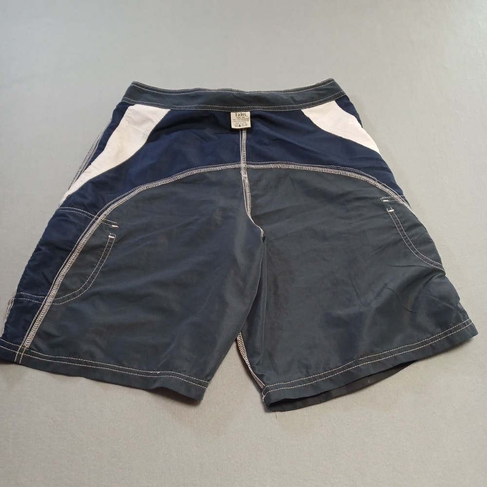 Talos‎ Mens Navy Blue Charcoal Colorblock Cargo Board Shorts Swim Trunks Size 34